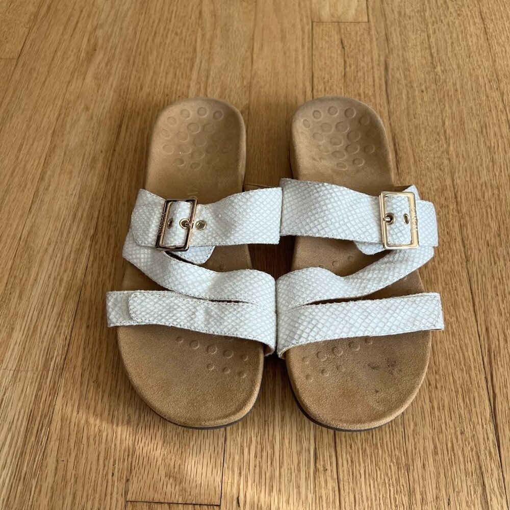 Vionic Skylar White Strappy Slide Comfort Orthotic Sandals Women's Size 9